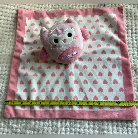 Pearhead Plush Pink White Owl Lovey with Hearts Security Blanket Stuffed Toy - Picture 14 of 15